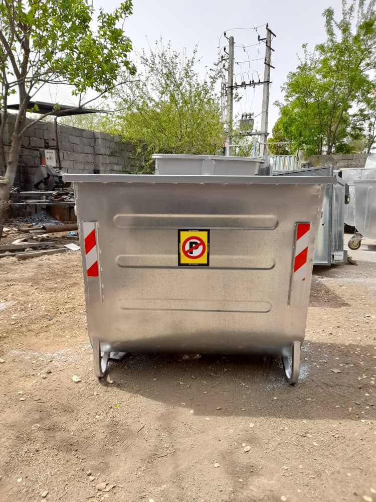 سطل زباله شهری گالوانیزه 1100 لیتری قوسدار