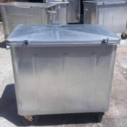 مخزن زباله گالوانیزه 1100 لیتری محدب با درب فلزی