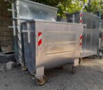 مخزن زباله گالوانیزه 1100 لیتری محدب با درب فلزی