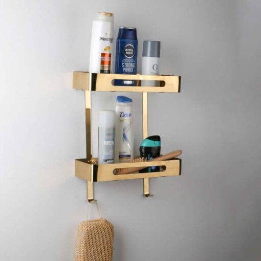 قفسه کنج حمام مدل استیل طلایی